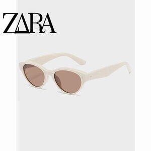 Cat-Eye Retro White Frame Brown Lens Sunglasses